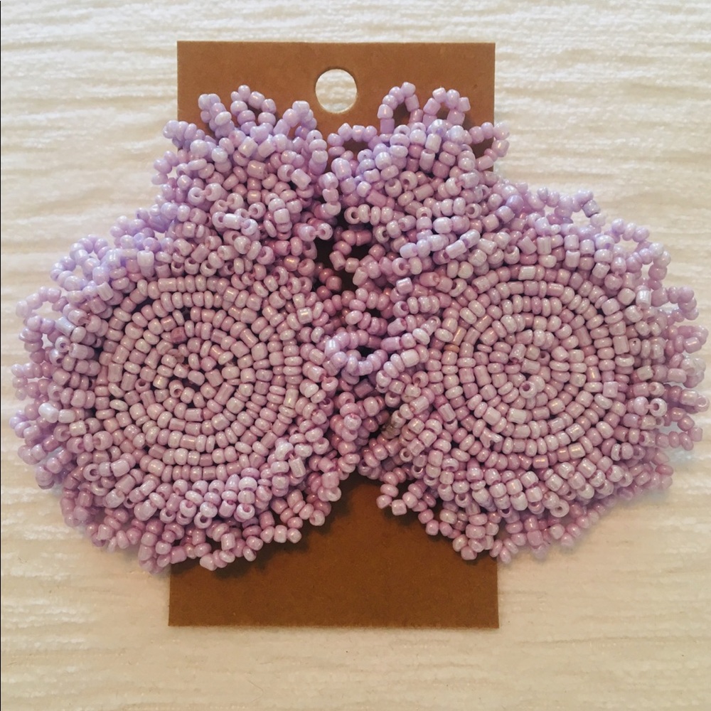 Purple beaded drop earrings
